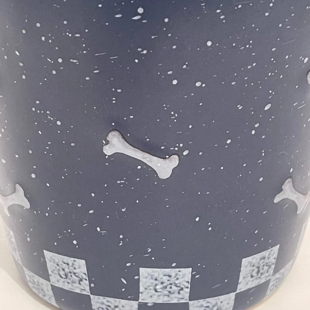 World China Stoneware Dog Treat Jar With Air Tight Lid And Handle Blue
